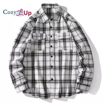 Cozy Up High Street Plaid Cardigan Shirts for Men Hip Hop Loose Jacket 2025 Vintage Double Pockets Designer Couple Travel Casual Shirt M белый