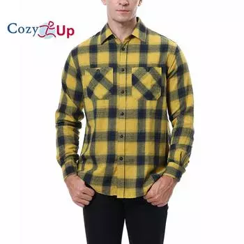 Cozy Up Men with Snap Buttons Regular Fit Plaid Mens Long Sleeve Shirts Casual S