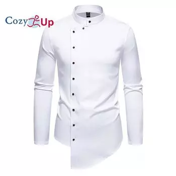 Cozy Up Мужская новая повседневная модная рубашка с воротником-стойкой и длинными рукавами C44P45 S белый
