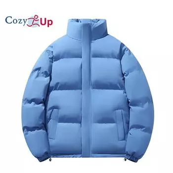 Cozy Up Мужская стеганая куртка на молнии с воротником-стойкой, теплое зимнее пальто, пуховик с подкладкой, парка S чёрный