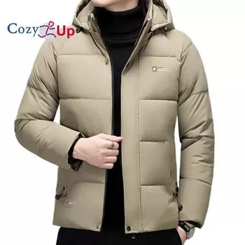 Cozy Up Мужская стеганая куртка с капюшоном на молнии, короткое пальто с карманами XL чёрный