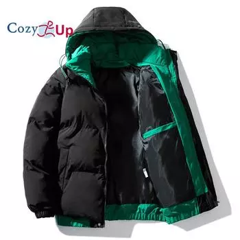 Cozy Up Мужская стеганая куртка с капюшоном, легкая стеганая куртка с карманами, застегивающаяся на молнию, теплая верхняя одежда S чёрный