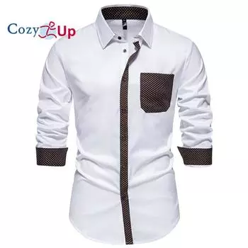 Cozy Up Мужская сумка с треугольным вырезом, контрастного цвета, рубашка с длинными рукавами S белый