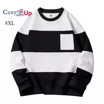 Cozy Up Мужская толстовка с цветными блоками, пуловер с круглым вырезом и длинным рукавом, повседневные топы в рубчик в стиле пэчворк на осень M белый