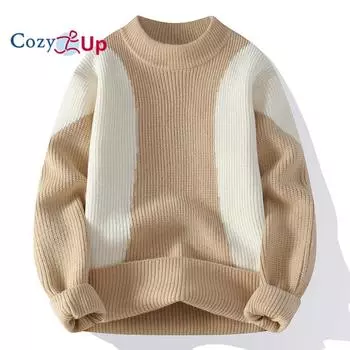 Cozy Up Мужские свитера Осенние рукава Цветные полосатые вязаные пуловеры свитера Топы M хаки