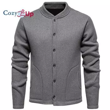 Cozy Up мужской кардиган свитера стойка воротник косы вязка пуговицы свитер XL светло-серый