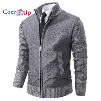 Cozy Up мужской осенне-зимний теплый флисовый кардиган с воротником-стойкой, повседневная куртка M светло-серый