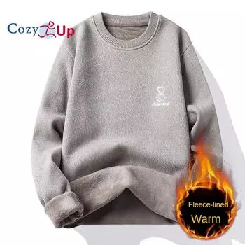 Cozy Up мужской плюшевый и утолщенный вязаный пуловер с вышитым медведем, теплый свитер для улицы M чёрный