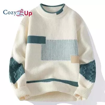 Cozy Up мужской свитер с длинным рукавом, осенний повседневный трикотажный топ с круглым вырезом, цветочный цвет, милый пуловер, джемпер M белый