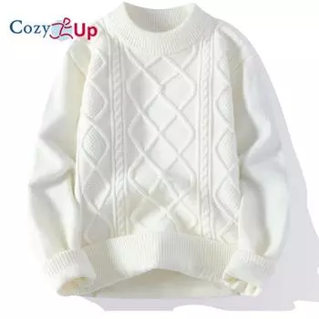 Cozy Up Мужской свитер с круглым вырезом Легкий вязаный свитер с косами M хаки