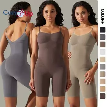 Cozy Up Корректирующее белье Комбинезоны для женщин Вшитый бюстгальтер Комбинезоны с квадратным вырезом Шорты Облегающие боди Летние наряды XS