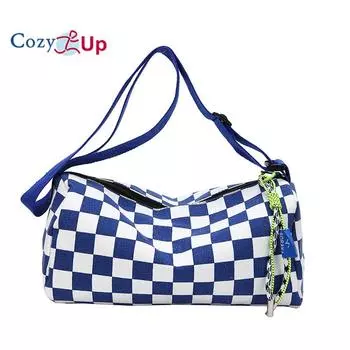 Уютная сумка на одно плечо с косым крестом и широким плечом Бостонская сумка Модная сумка-подушка 29x15x13cm синий