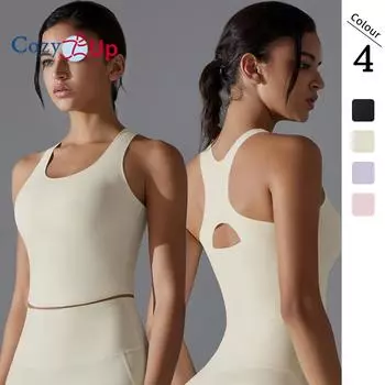 Cozy Up Спортивные бюстгальтеры Racerback, несъемные, с подкладкой, без косточек, бесшовный, комфортный спортивный бюстгальтер для женщин, формованные чашки, повседневный бюстгальтер S