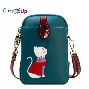 Уютная женская сумка через плечо из искусственной кожи с ремнем для мобильного телефона, модная квадратная маленькая сумка через плечо с принтом кошки, легкая дизайнерская сумка через плечо Kawaii 15cm * 7cm * 22cm белый