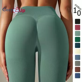 Cozy Up Женские леггинсы для йоги, ребристые, бесшовные, с высокой талией, спортивные леггинсы для упражнений S