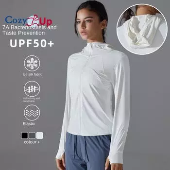 Cozy Up Женская куртка с капюшоном и защитой от солнца UPF 50+, легкая рубашка с длинным рукавом для женщин с карманом для пешего туризма и активного отдыха M