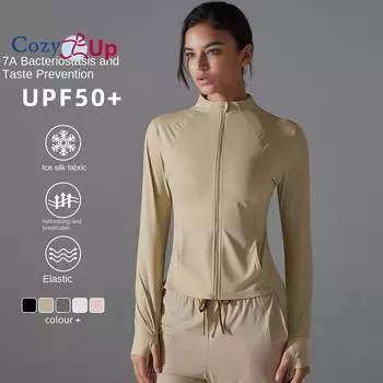 Cozy Up Женская легкая спортивная куртка UPF 50+ с защитой от солнца, с длинными рукавами, на молнии, для походов и активного отдыха, с карманами M