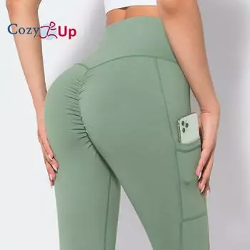 Cozy Up Женские обтягивающие штаны для йоги с рюшами, спортивные штаны, леггинсы для тренировок, сексуальные брюки с высокой талией, обтягивающие штаны с завышенной талией S