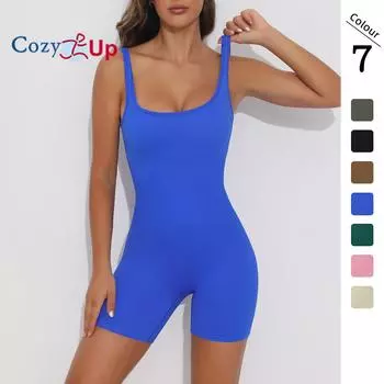Cozy Up Женский бесшовный комбинезон для тренировок, йога, облегающий комбинезон с шортами на тонких бретельках S