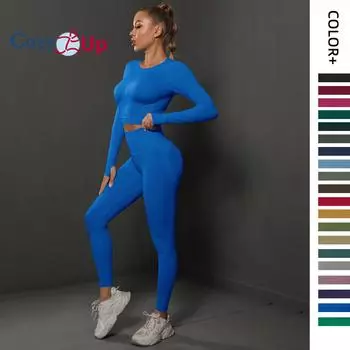 Cozy Up Женский комплект для фитнеса из 2 предметов: бесшовные леггинсы с высокой талией и укороченный топ, костюм для йоги S