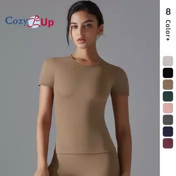 Cozy Up Женский топ для фитнеса с короткими рукавами, футболка для занятий йогой, дышащий топ для спортзала, облегающий крой S