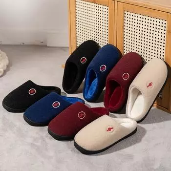 Cozy Velvet-Lined Anti-Slip Slippers: Unisex Cross-Border Music Note Design for Indoor Comfort 44-45 темно-синий