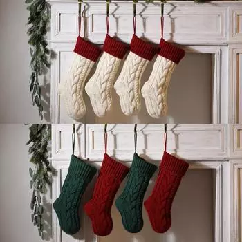 Cozy Warmth Large Staggered Fried ForDough Twists Christmas Stockings For Tree Warm Feeling - Thick Type D 14x16cm