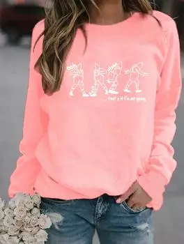 Cozy Winter Pullover Hoodie with Round Neck and Long Sleeves, Showcasing Multiple Stylish Patterns for Women S