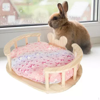 Уютная деревянная кроватка для кролика — идеально подходит для маленьких домашних животных round