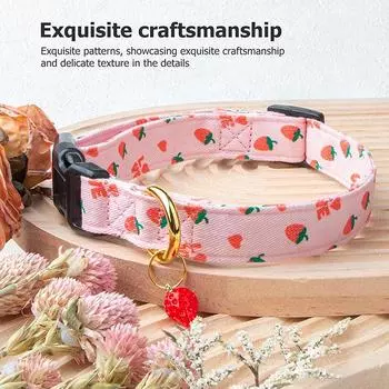 Cp611 ошейник с фруктовым узором для домашних животных, собак, щенков, кошек, с металлической подвеской в виде фруктов, подходит для маленьких и средних домашних животных S