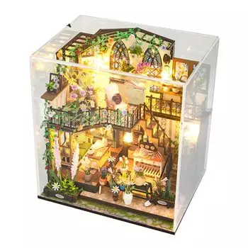 CPOWACE DIY миниатюрный кукольный домик кукольный домик красивый Дарси цветочный домик 3D миниатюрный кукольный домик с акриловым корпусом (М2322З) жёлтый