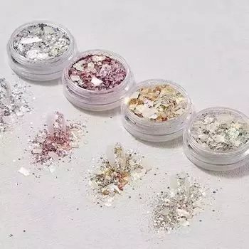 CQJSYL Блеск 4 цвета хромированный Блеск хромированный Пудра Блестящие части для дизайна ногтей Смола Закрытая пудра Aurora Гелевые ногти Украшения для ногтей Блеск/хромированный