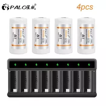 CR123 CR123A Литий-ионная аккумуляторная батарея 16340 + 8-слотовое зарядное устройство для лазерной ручки, светодиодный фонарик, камера безопасности Arlo L70