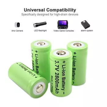 CR123A RCR 123 ICR 16340 Батарея 2800 мАч 3,7 В Литий-ионная аккумуляторная батарея для камеры безопасности Arlo L70 1pcs