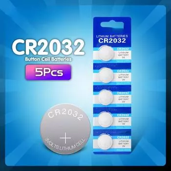 CR2032 Литиевые батарейки-таблетки 3 В CR 2032 для часов с электронным пультом дистанционного управления 5pcs синий