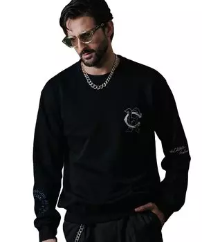 CR Logo Crew Neck Sweatshirt Fashion Black M Size BLACK [Climy] Мужская (США=С) чёрный