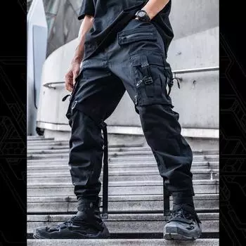 CR мужские новые брюки функциональная рабочая одежда с несколькими карманами INS модные брендовые брюки-десантники темные леггинсы длинные брюки для мужчин L чёрный