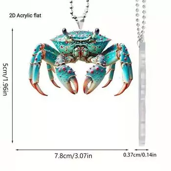 Crab Acrylic Vibrant Keychain Charm For Creative Car Interior Design Accessories