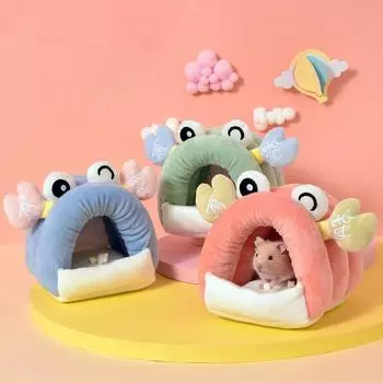 Crab/Frog/Snail Shape Hamster Warm Nest Thickened Guinea Pig Sleeping Bed Winter L-Style E