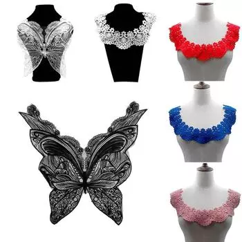 Нашивки для рукоделия, бабочки из ткани, искусственный воротник, аппликация из кружева, швейные принадлежности, очаровательные украшения для шитья F