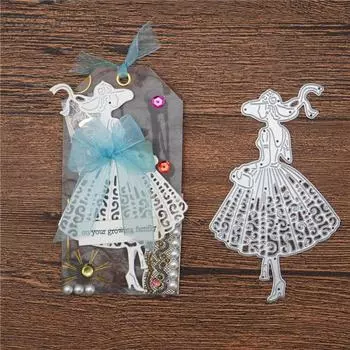 Craft Woman Металлические штампы Вырезать Длинная юбка Девушка Скрапбукинг Бумага Ремесло Форма Лезвие Дырокол Трафареты Штампы DIY