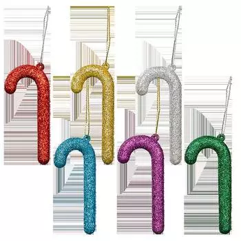 Crafted Christmas Beautifully Tree Accessories Set Of Six Colorful Candy Cane Ornaments For Joyful Decor