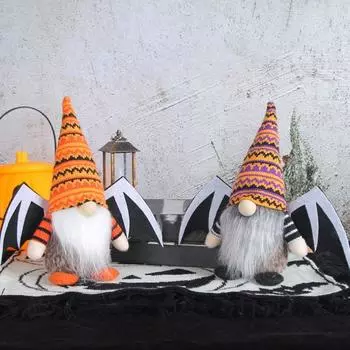 Crafts Cute Halloween Wings Doll Funny Creative Faceless Doll Exquisite Handmade Knitted Plush Doll Festival чёрный