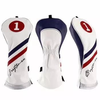 CRAFTSMAN Golf Driver Cover Wood Cover 1W Compatible with 460CC Club Head Cover Three Piece Simple Design Synthetic Leather White Blue Red Single Item