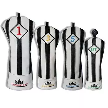 CRAFTSMAN Golf Wood Cover Чехол для головки клюшки, набор из 4 штук, легко надевать и снимать, вертикальные полосы, черно-белый итальянский стиль для Ювентуса
