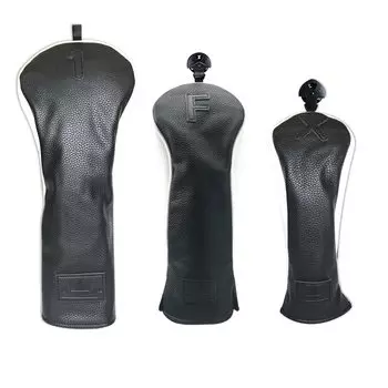CRAFTSMAN Golf Wood Cover Club Head Cover Set of 3 for Fairway Utility Tag Three Piece Design Smooth Putting On and Taking Off Unisex Black White