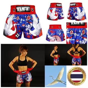 Crane Birds Muay Thai MMA Kickboxing Boxing Shorts Retro Vintage Pants Print 3D Microfiber Elastic Fight Martial Art Training Fitness Gym Workout