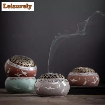 Crane Incense Burner Small Incense Home Indoor Aromatherapy Burner Tea Ceremony for Buddha Zen Ceramic Incense Base Decoration