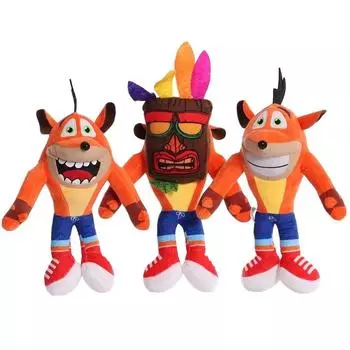 Crash Bandicoot Мягкие игрушки Crazy Trilogy Series Аниме Фигурки Куклы Kawaii Детские подарки на день рождения Рождество Декор 28cm