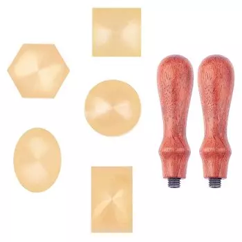 CRASPIRE Набор из 5 восковых печатей с латунной головкой, 2 шт., деревянная ручка, съемная восковая печать, ретро-стиль, западный стиль, свадебное признание